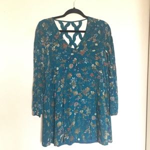 Teal Floral Dress